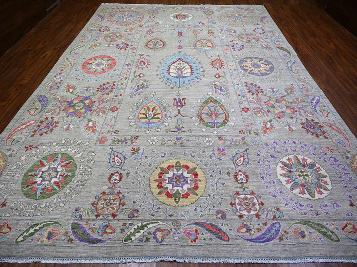 10'2" x 13'10" New Hand Knotted Brown Wool Rectangle Oriental Rug - MOA10273550