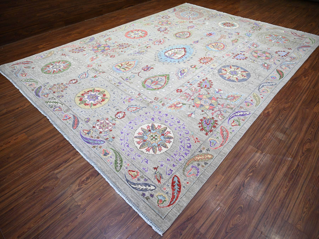 10'2" x 13'10" New Hand Knotted Brown Wool Rectangle Oriental Rug - MOA10273550
