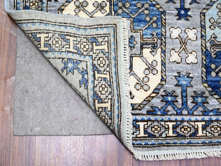 4'0" x 10'1" New Hand Knotted Grey Wool Runner Oriental Rug - MOA10273558