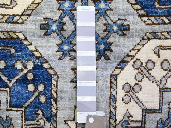 4'0" x 10'1" New Hand Knotted Grey Wool Runner Oriental Rug - MOA10273558