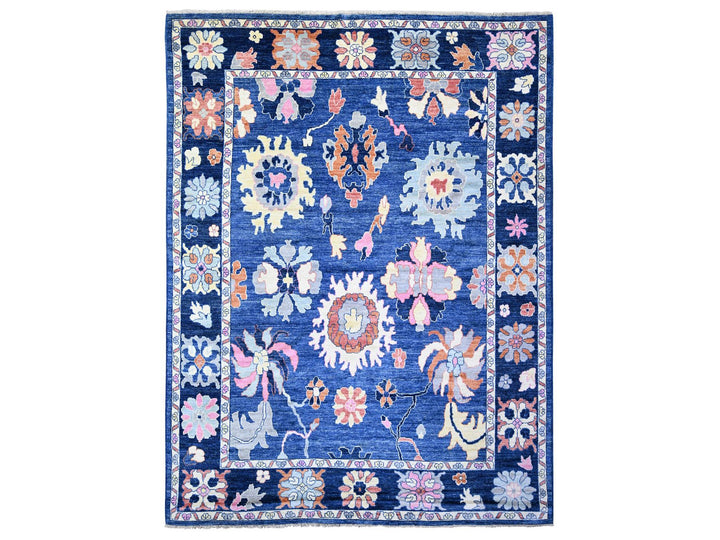 9'0" x 11'7" New Hand Knotted Blue Wool Rectangle Oriental Rug - MOA10273579