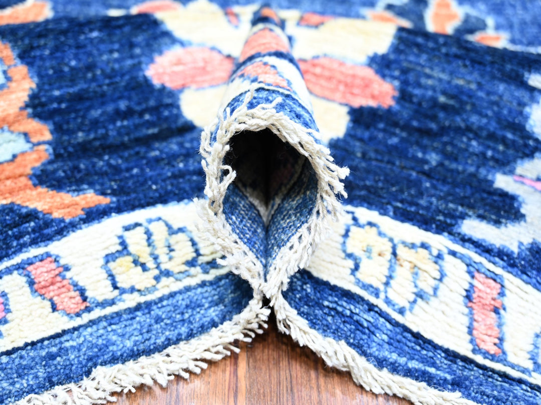 9'0" x 11'7" New Hand Knotted Blue Wool Rectangle Oriental Rug - MOA10273579