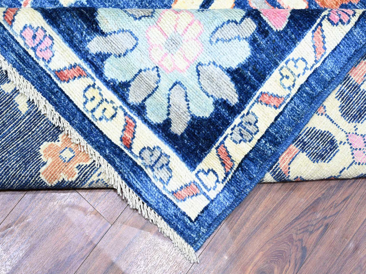 9'0" x 11'7" New Hand Knotted Blue Wool Rectangle Oriental Rug - MOA10273579