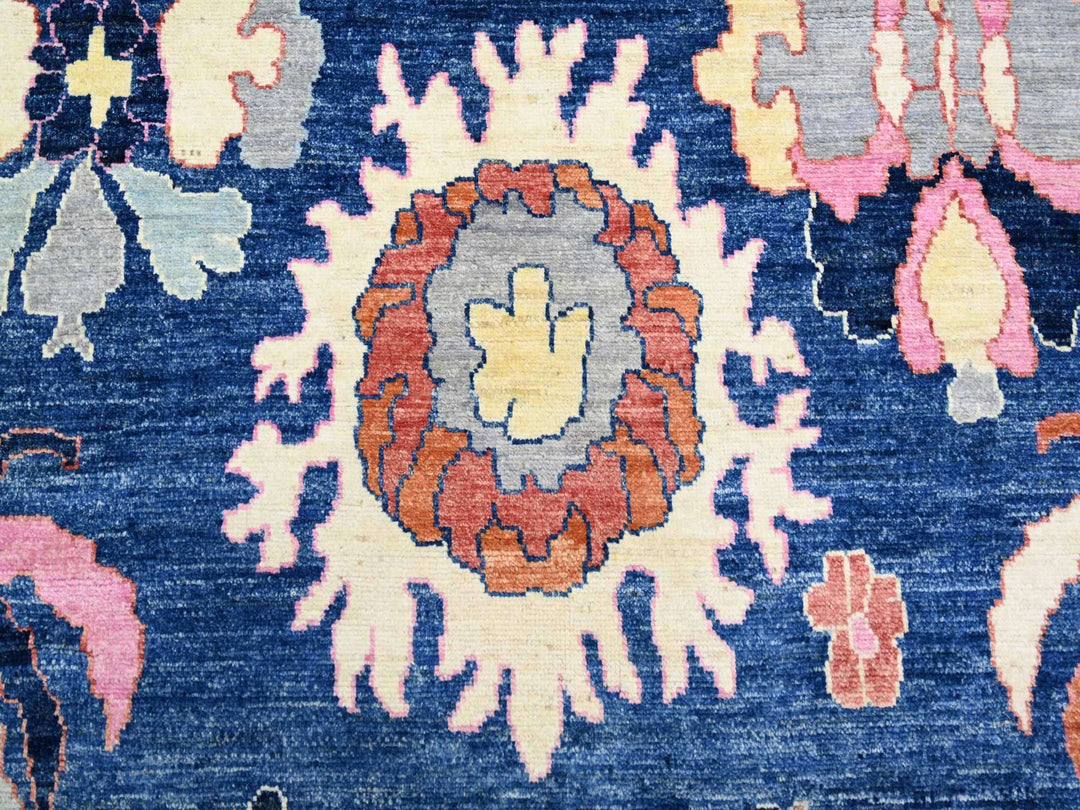 9'0" x 11'7" New Hand Knotted Blue Wool Rectangle Oriental Rug - MOA10273579