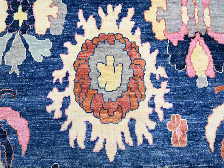 9'0" x 11'7" New Hand Knotted Blue Wool Rectangle Oriental Rug - MOA10273579