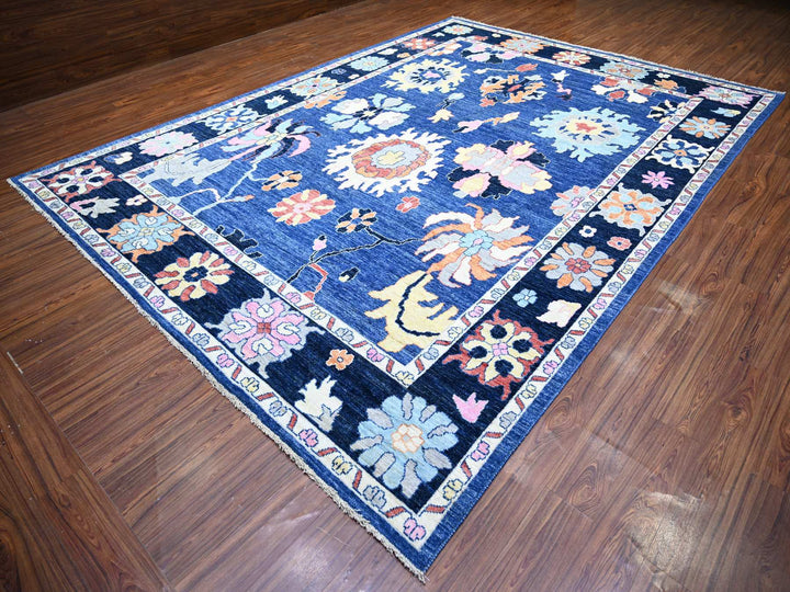 10'0" x 13'9" New Hand Knotted Blue Wool Rectangle Oriental Rug - MOA10273583