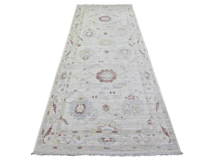 3'10" x 9'8" New Hand Knotted Grey Wool Runner Oriental Rug - MOA10273585