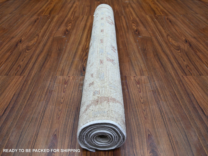 3'10" x 9'8" New Hand Knotted Grey Wool Runner Oriental Rug - MOA10273585