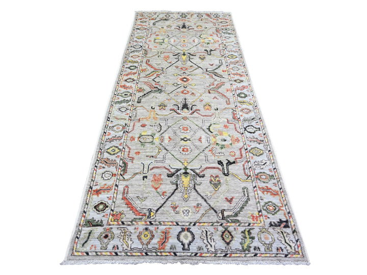 4'0" x 9'10" New Hand Knotted Grey Wool Runner Oriental Rug - MOA10273588