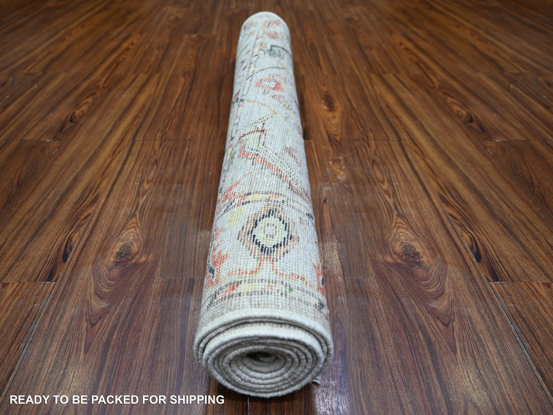 4'0" x 9'10" New Hand Knotted Grey Wool Runner Oriental Rug - MOA10273588