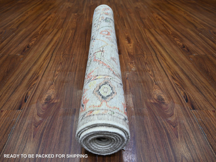 4'0" x 9'10" New Hand Knotted Grey Wool Runner Oriental Rug - MOA10273588