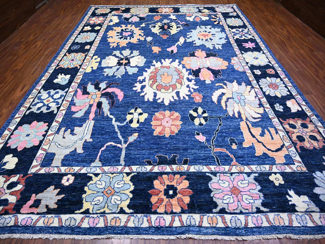 10'0" x 13'9" New Hand Knotted Blue Wool Rectangle Oriental Rug - MOA10273596