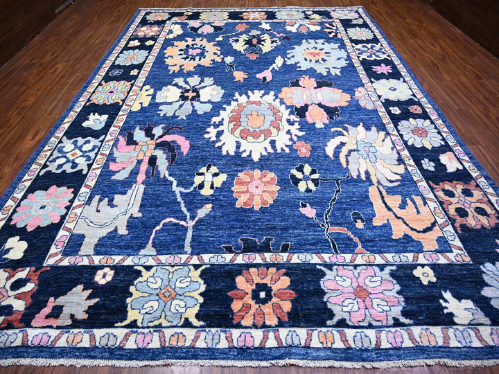 10'0" x 13'9" New Hand Knotted Blue Wool Rectangle Oriental Rug - MOA10273596