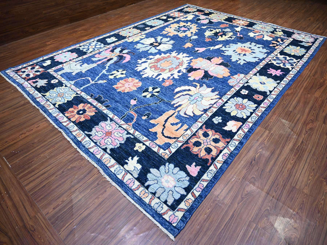 10'0" x 13'9" New Hand Knotted Blue Wool Rectangle Oriental Rug - MOA10273596