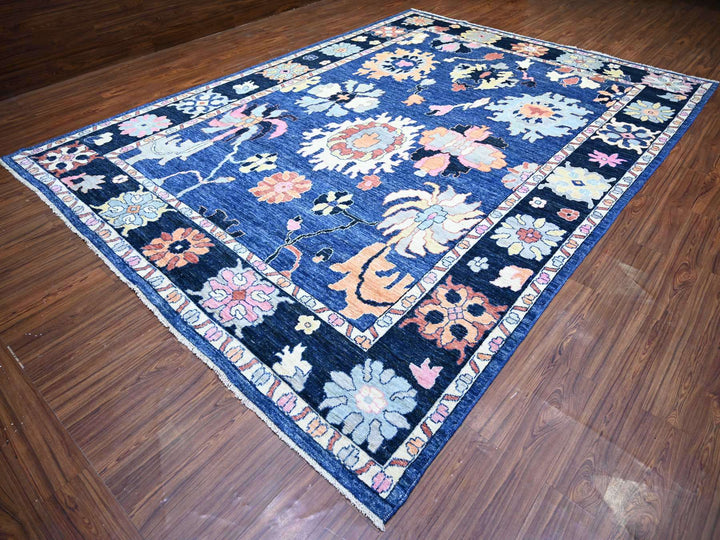 10'0" x 13'9" New Hand Knotted Blue Wool Rectangle Oriental Rug - MOA10273596