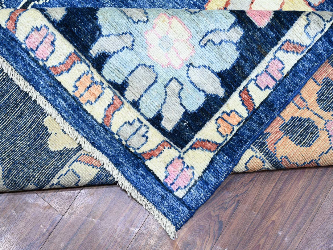 10'0" x 13'9" New Hand Knotted Blue Wool Rectangle Oriental Rug - MOA10273596