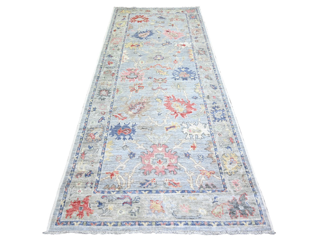 4'0" x 10'0" New Hand Knotted Grey Wool Runner Oriental Rug - MOA10273597