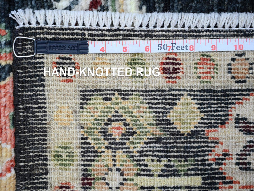 4'2" x 9'6" New Hand Knotted Black Wool Runner Oriental Rug - MOA10273598
