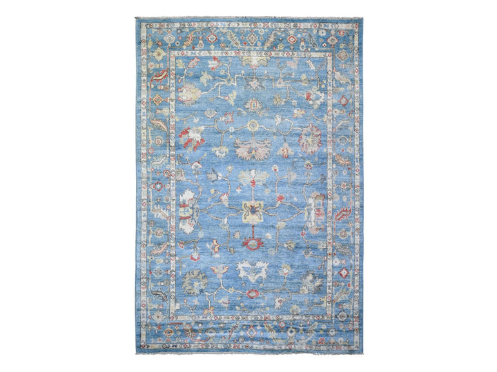 6'0" x 8'9" New Hand Knotted Blue Wool Rectangle Oriental Rug - MOA10273604