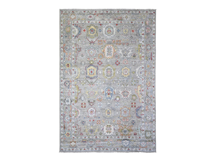 6'1" x 9'0" New Hand Knotted Grey Wool Rectangle Oriental Rug - MOA10273611