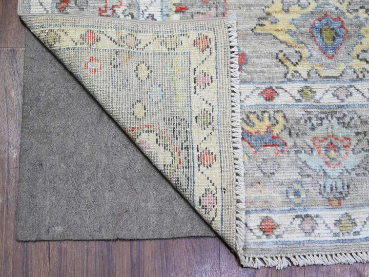 6'1" x 9'0" New Hand Knotted Grey Wool Rectangle Oriental Rug - MOA10273611