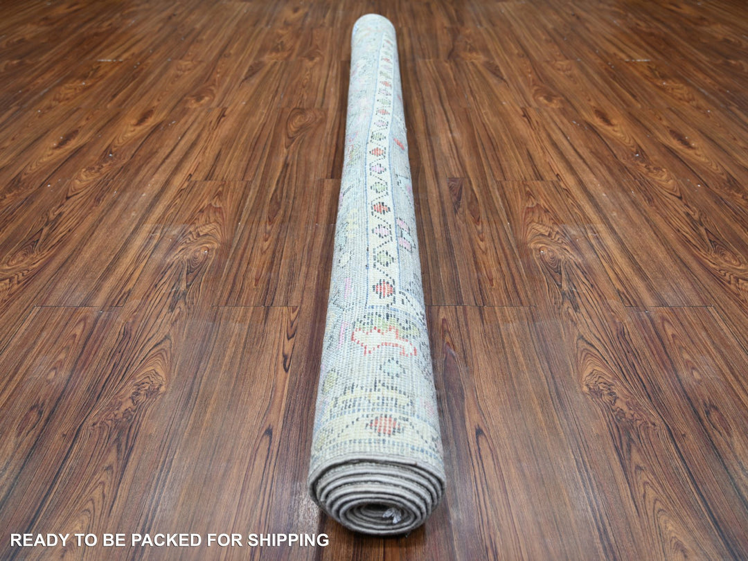 6'1" x 9'0" New Hand Knotted Grey Wool Rectangle Oriental Rug - MOA10273611