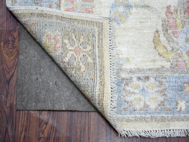 2'8" x 19'1" New Hand Knotted Ivory Wool Runner Oriental Rug - MOA10273648