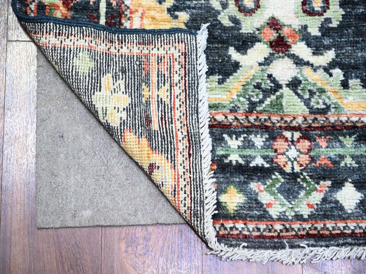 2'9" x 9'9" New Hand Knotted Black Wool Runner Oriental Rug - MOA10273656