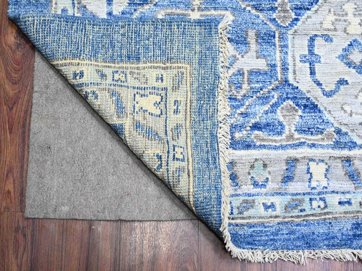 11'9" x 15'1" New Hand Knotted Blue Wool Rectangle Oriental Rug - MOA10273666