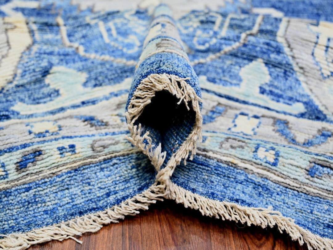 11'9" x 15'1" New Hand Knotted Blue Wool Rectangle Oriental Rug - MOA10273666