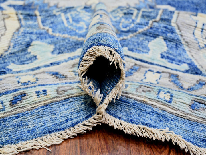 11'9" x 15'1" New Hand Knotted Blue Wool Rectangle Oriental Rug - MOA10273666