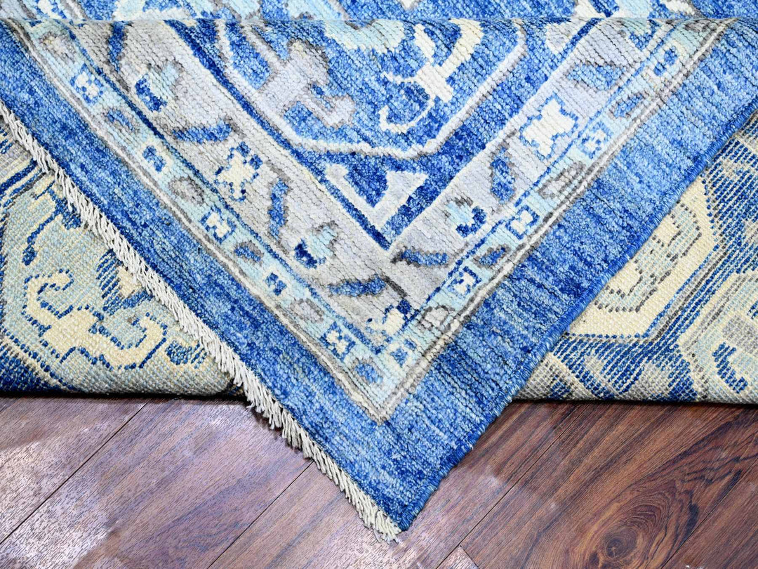 11'9" x 15'1" New Hand Knotted Blue Wool Rectangle Oriental Rug - MOA10273666