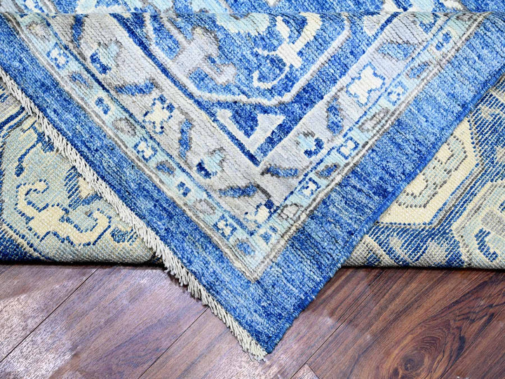 11'9" x 15'1" New Hand Knotted Blue Wool Rectangle Oriental Rug - MOA10273666