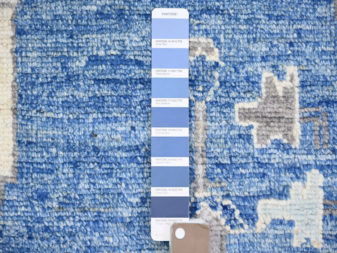 11'9" x 15'1" New Hand Knotted Blue Wool Rectangle Oriental Rug - MOA10273666