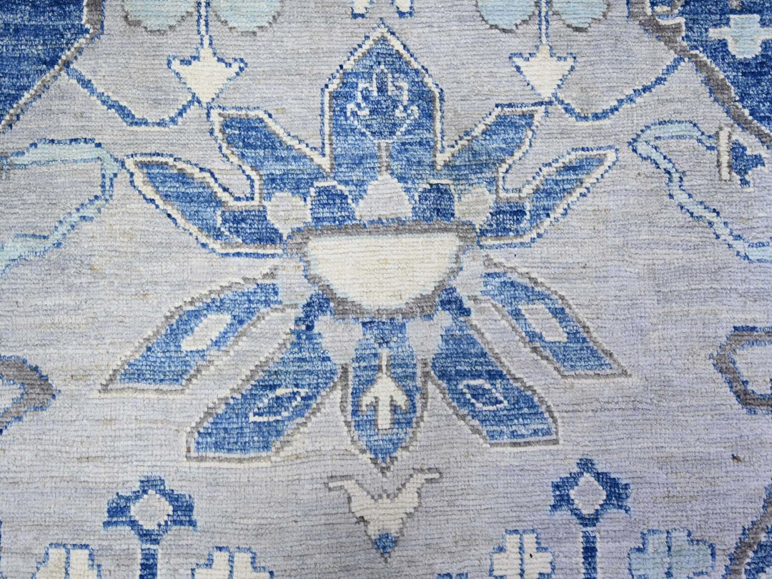 11'9" x 15'1" New Hand Knotted Blue Wool Rectangle Oriental Rug - MOA10273666