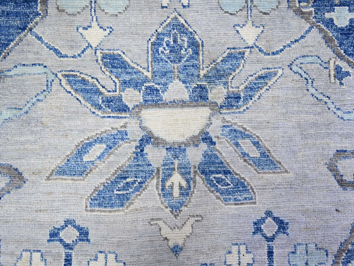 11'9" x 15'1" New Hand Knotted Blue Wool Rectangle Oriental Rug - MOA10273666