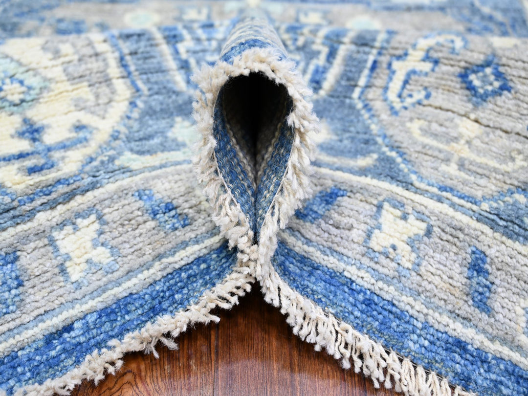 8'0" x 10'1" New Hand Knotted Blue Wool Rectangle Oriental Rug - MOA10273669