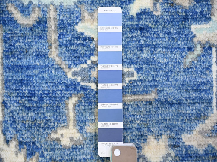 8'0" x 10'1" New Hand Knotted Blue Wool Rectangle Oriental Rug - MOA10273669