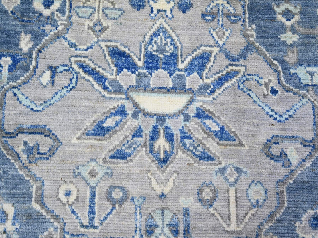 8'0" x 10'1" New Hand Knotted Blue Wool Rectangle Oriental Rug - MOA10273669