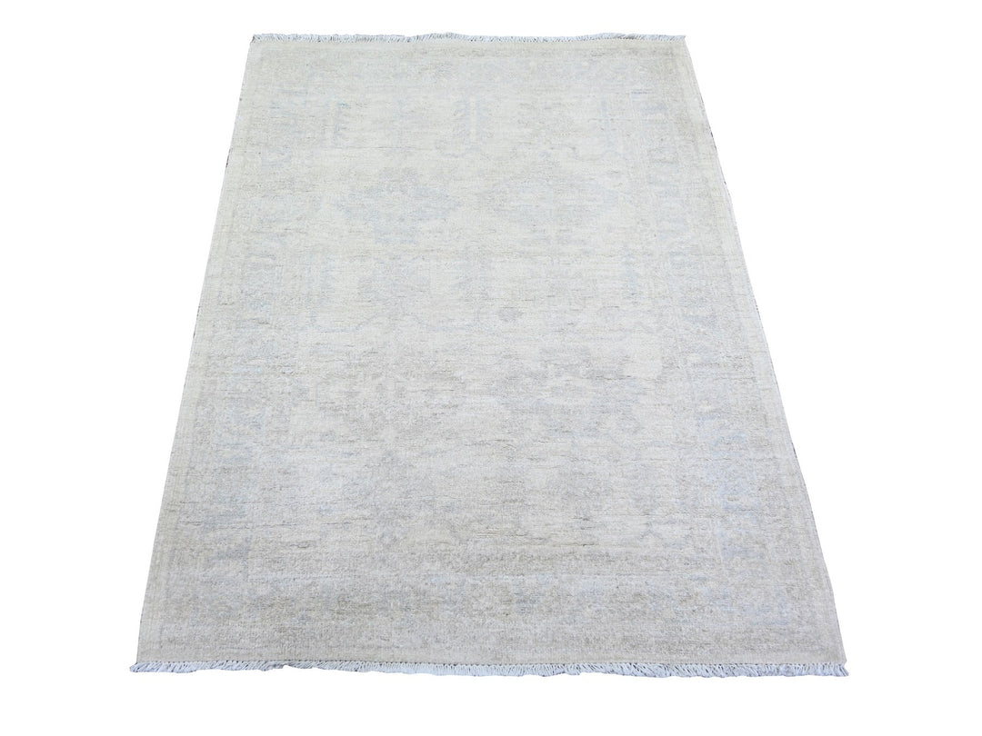 3'1" x 4'10" New Hand Knotted Ivory Wool Rectangle Oriental Rug - MOA10273679