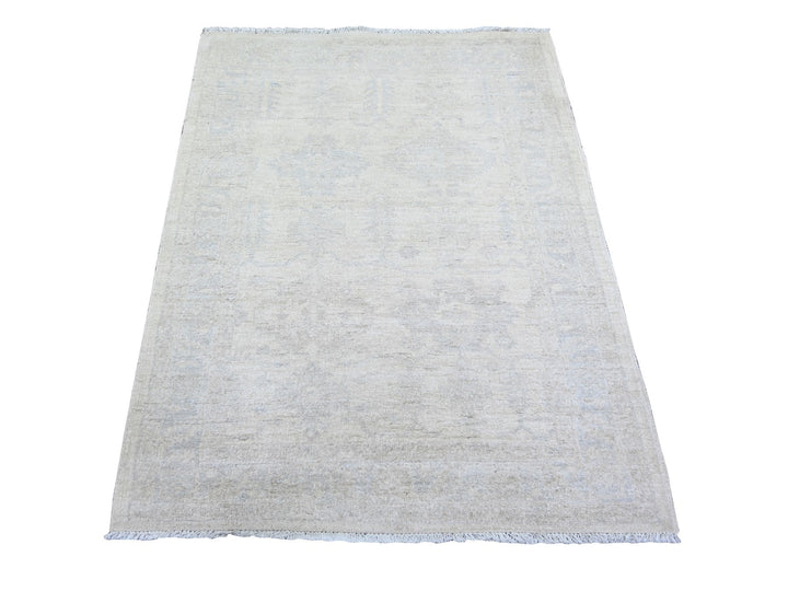 3'1" x 4'10" New Hand Knotted Ivory Wool Rectangle Oriental Rug - MOA10273679