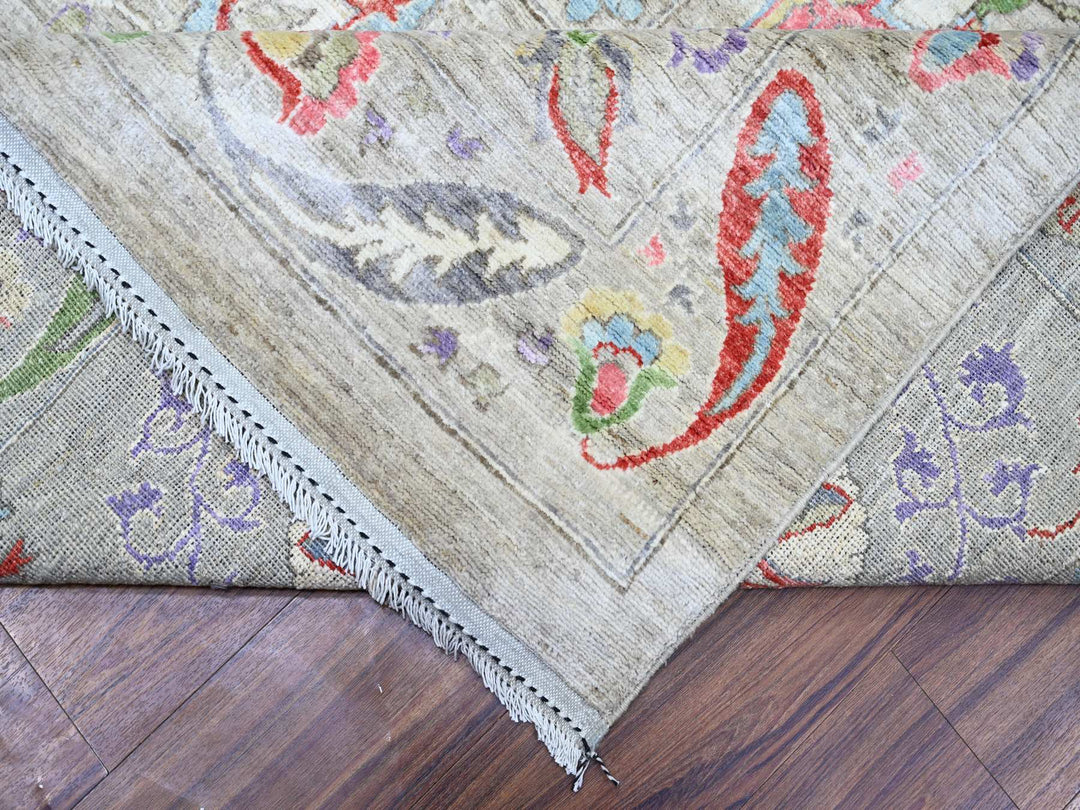 10'1" x 13'8" New Hand Knotted Beige Wool Rectangle Oriental Rug - MOA10273680