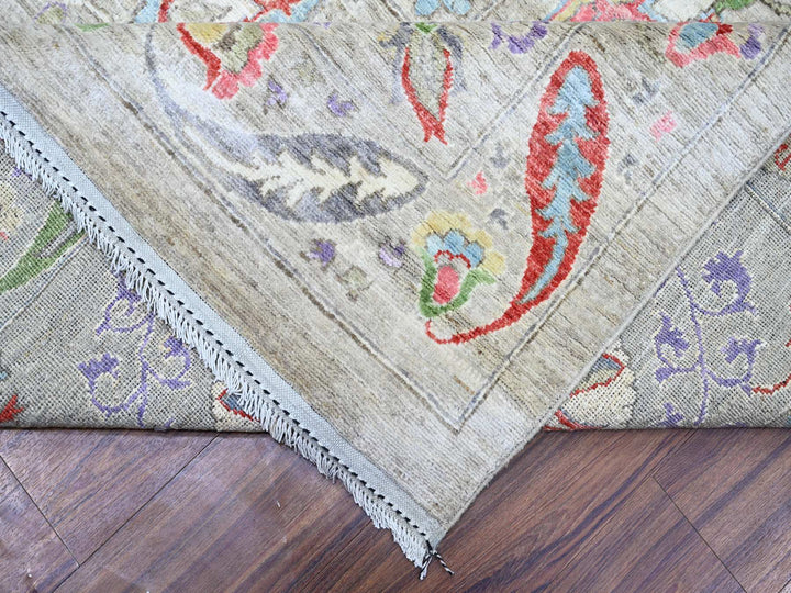 10'1" x 13'8" New Hand Knotted Beige Wool Rectangle Oriental Rug - MOA10273680