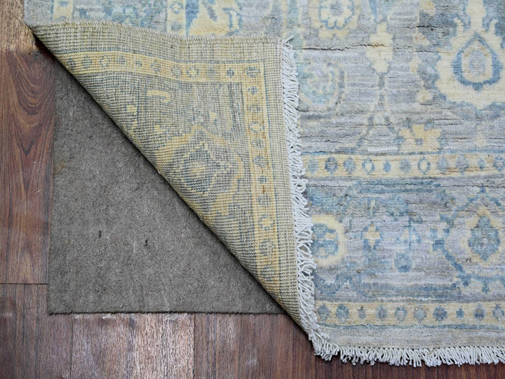 4'0" x 10'0" New Hand Knotted Grey Wool Runner Oriental Rug - MOA10273682