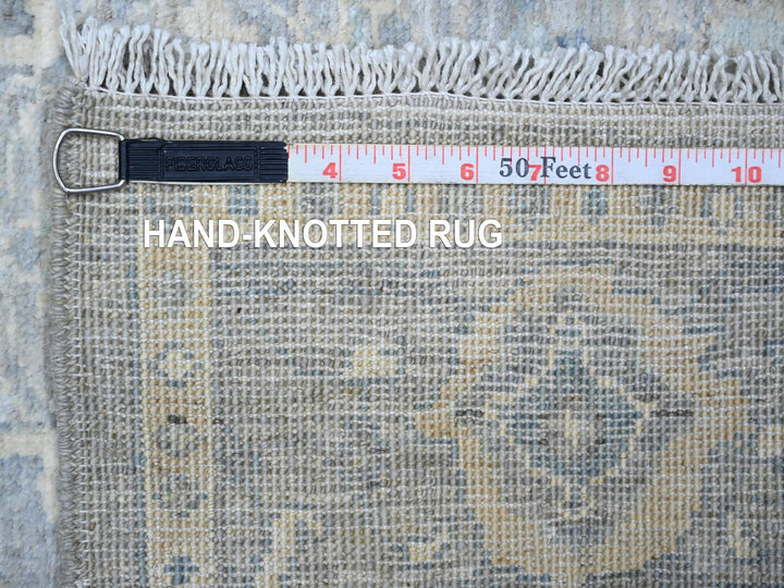 4'0" x 10'0" New Hand Knotted Grey Wool Runner Oriental Rug - MOA10273682