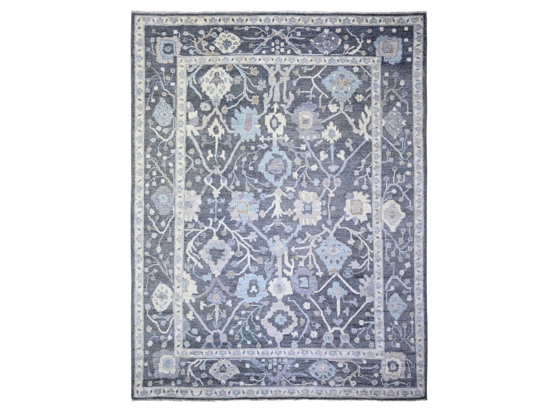 9'0" x 11'8" New Hand Knotted Grey Wool Rectangle Oriental Rug - MOA10273698
