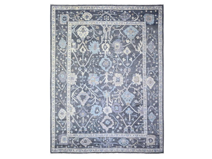 9'0" x 11'8" New Hand Knotted Grey Wool Rectangle Oriental Rug - MOA10273698