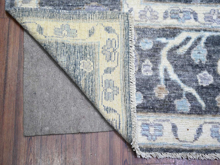 9'0" x 11'8" New Hand Knotted Grey Wool Rectangle Oriental Rug - MOA10273698