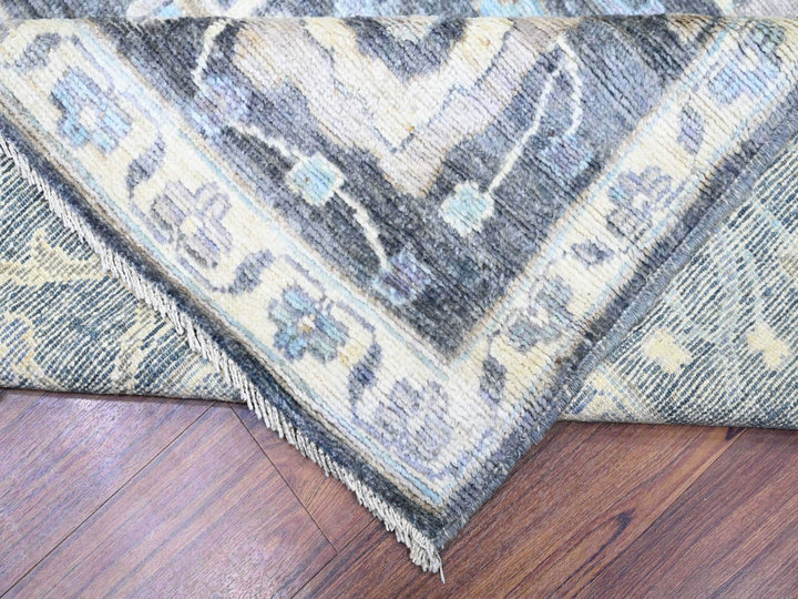 9'0" x 11'8" New Hand Knotted Grey Wool Rectangle Oriental Rug - MOA10273698