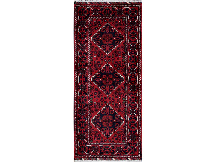 2'3" x 5'0" New Hand Knotted Red Wool Rectangle Oriental Rug - MOA102736